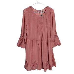 Divided H&M pink sheer embroidered dress size 16